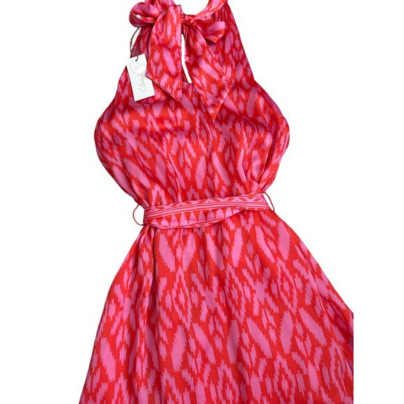 Cleobella Janice Satin Halter Ankle Dress Jaipur Ikat Print Size Large - Picture 5 of 14